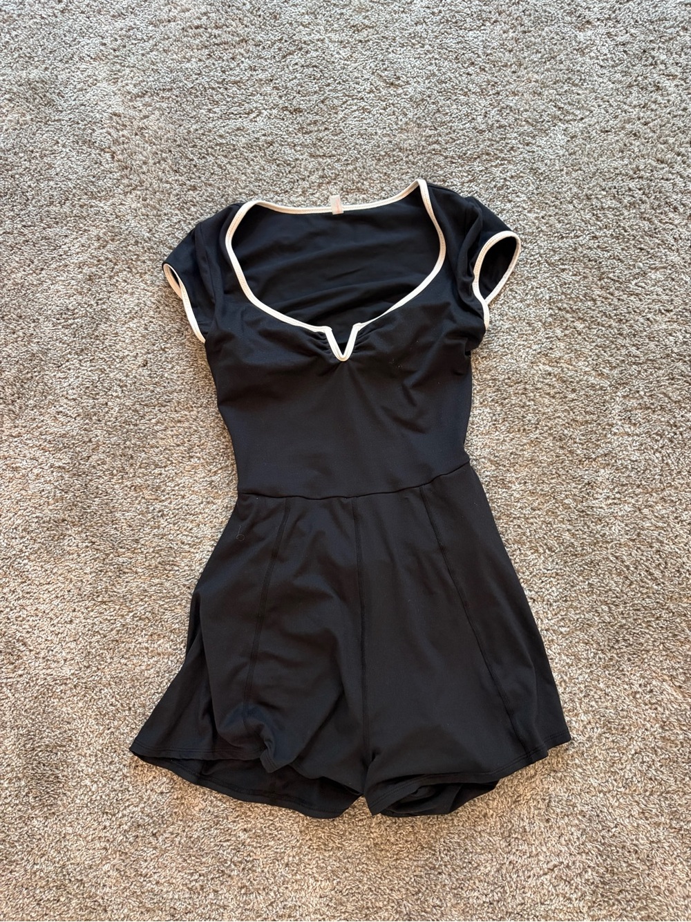 FP Movement by Free People Black Romper with Cream Trim